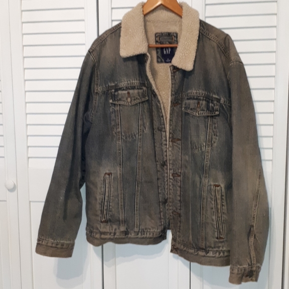 gap sherpa lined denim jacket mens